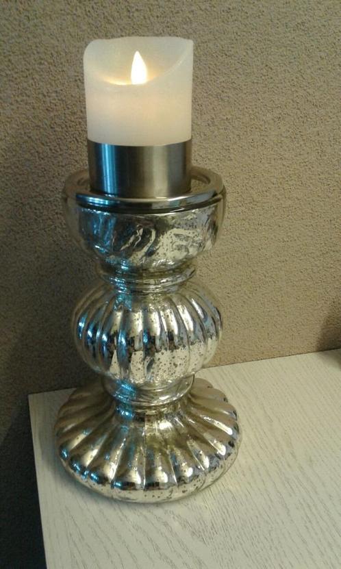Riviera maison candle holder kandelaar nieuw zilver-glas, Huis en Inrichting, Woonaccessoires | Kandelaars en Kaarsen, Nieuw, 25 tot 50 cm