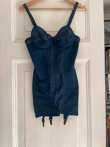 Vintage blauwe body, corset, shapewear, maat M beschikbaar voor biedingen