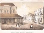 Sneek Gezigt op de waag, de regtbank en het stadhuis Litho, Antiek en Kunst, Ophalen of Verzenden