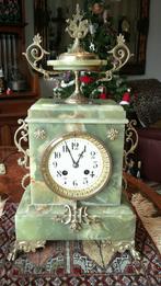 Mooie Onyx groen marmeren Pendule, Ophalen of Verzenden