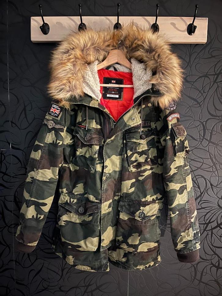 Jas Superdry winter camo, Kleding | Heren, Jassen | Winter, Zo goed als nieuw, Maat 46 (S) of kleiner, Groen, Ophalen of Verzenden
