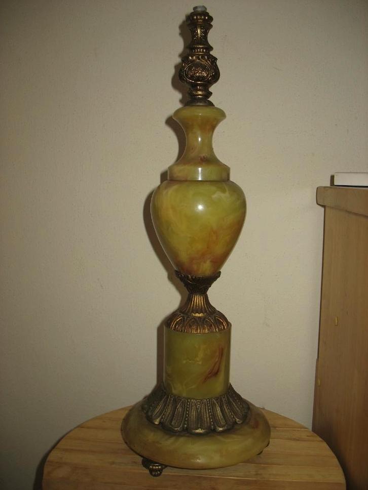 Grote Zware Deco Lampenvoet Onyx en Koper zonder Bedrading, Antiek en Kunst, Antiek | Lampen, Ophalen of Verzenden