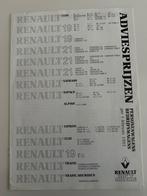 Prijslijst Renault Clio 19 21 alpine safrane, Ophalen of Verzenden, Gelezen, Renault