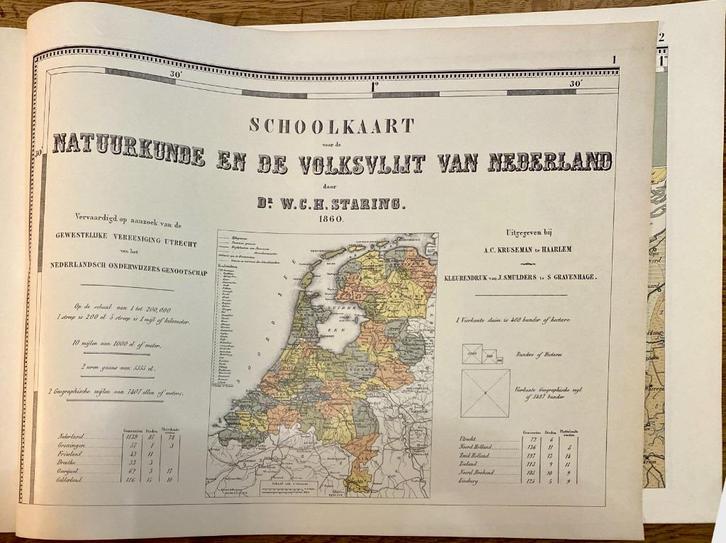 Schoolkaart Natuurkunde en Volksvlijt van NL - Staring, Boeken, Atlassen en Landkaarten, Gelezen, Overige atlassen, Nederland
