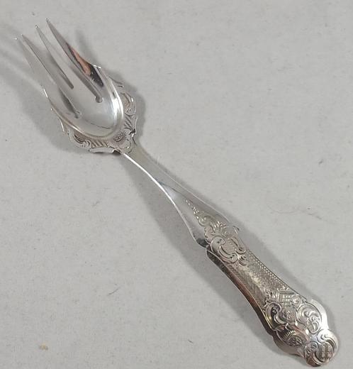 Zilveren zuurvorkje of vleesbelegvorkje Biedermeier antiek, Antiek en Kunst, Antiek | Goud en Zilver, Zilver, Ophalen of Verzenden