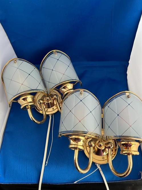 2x Dubbele Wandlamp Hollywood Regency met trekkoordje mooi, Antiek en Kunst, Antiek | Lampen, Ophalen of Verzenden