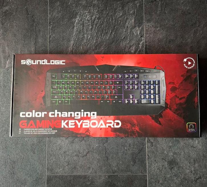 Soundlogic Gaming Toetsenbord - Kleur Veranderend nieuw, Computers en Software, Toetsenborden, Zo goed als nieuw, Qwerty, Bedraad