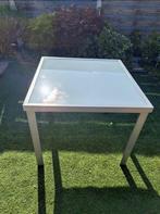 Tuintafel met wit melkglazen blad. 90x90cm, Tuin en Terras, Tuintafels, Ophalen, Zo goed als nieuw, Rechthoekig, Aluminium