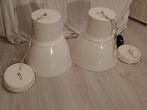 2 Metalen Lampenkappen, Wit, Rustiek, Rond, Ophalen of Verzenden