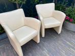 2 Leren fauteuils wit leer stoelen. Landelijke stoelen, Gebruikt, Ophalen of Verzenden, Landelijk, 50 tot 75 cm