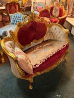 Barok bankje bloemen stof achattig, Ophalen of Verzenden