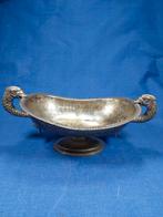 Antieke verzilverde schaal met grepen in de vorm van een vis, Ophalen of Verzenden