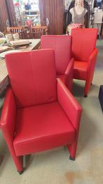 Vier rood lederen eetkamerstoelen met verstelbare rug, Ophalen, Leer, Zo goed als nieuw, Vier