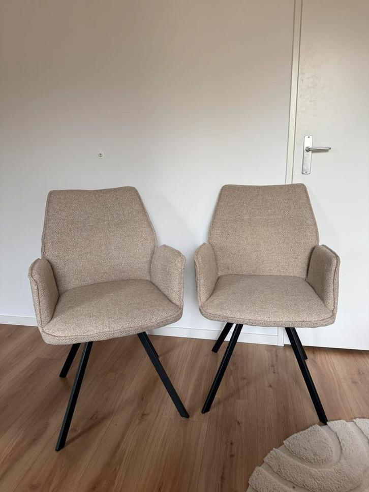 2 eetkamerstoelen Raffy zand, Huis en Inrichting, Stoelen, Nieuw, Twee, Stof, Overige kleuren, Ophalen