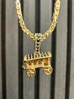 Prachtige 14k gouden koningsketting met woonwagen hanger, Sieraden, Tassen en Uiterlijk, Ophalen of Verzenden, Nieuw, Goud