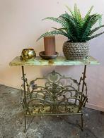 Vintage lectuurbak medsing met onyx marmeren blad, Huis en Inrichting, Woonaccessoires | Krantenbakken en Lectuurbakken, Ophalen