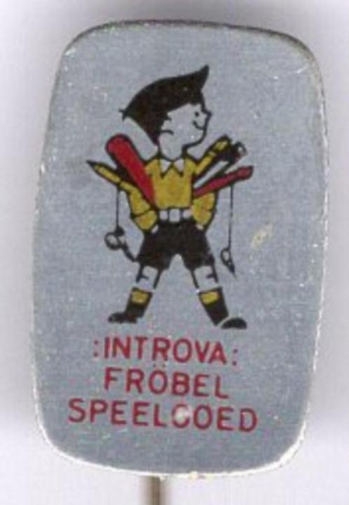 INTROVA frobel speelgoed blik speldje ( W_329 ), Verzamelen, Speldjes, Pins en Buttons, Zo goed als nieuw, Speldje of Pin, Merk