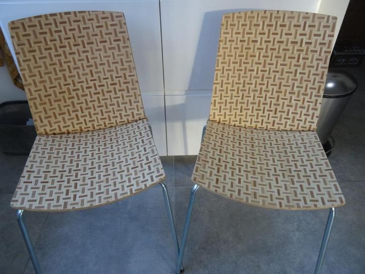Vintage IKEA bamboe stoelen model Eliot 1999 stoel ikea, Huis en Inrichting, Stoelen, Zo goed als nieuw, Twee, Hout, Metaal, Overige kleuren