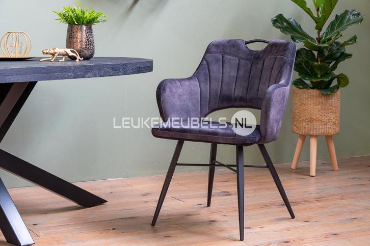 Eetkamerstoel Jewel, 3 kleuren Velvet stof., Huis en Inrichting, Stoelen, Nieuw, Vijf, Zes of meer stoelen, Metaal, Stof, Grijs