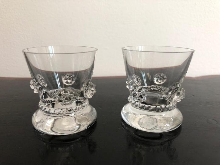 Theresienthal Bacchus set van twee likeur glaasjes, Antiek en Kunst, Antiek | Glas en Kristal, Ophalen of Verzenden