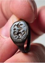 Middrleeuws heraldisch ring brons bodemvondst, Ophalen of Verzenden