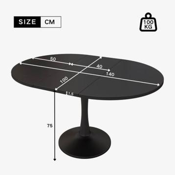 Uitschuifbare Eettafel rond 1m > ovaal 1.40m beschikbaar voor biedingen