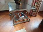 Pierre Vandel Paris salontafel bijzettafels Hollywood Regenc, Minder dan 55 cm, Gebruikt, Vierkant, Glas