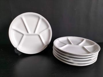 Vintage fondue bord van wit aardewerk uit de jaren 70 beschikbaar voor biedingen