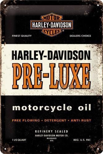 Harley-Davidson Pre-Luxe Motorcycle Oil. Metalen wandbord ., Reclamebord, Nieuw, Ophalen of Verzenden, X