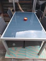 tafel met 4 stoelen, kussens en kussenkist, Ophalen, 4 zitplaatsen, Gebruikt, Wicker