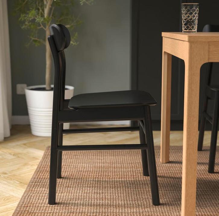 IKEA chair Rönninge black x4, Huis en Inrichting, Stoffering | Vloerbedekking, Zo goed als nieuw, Laminaat, Zwart, minder dan 10 m²