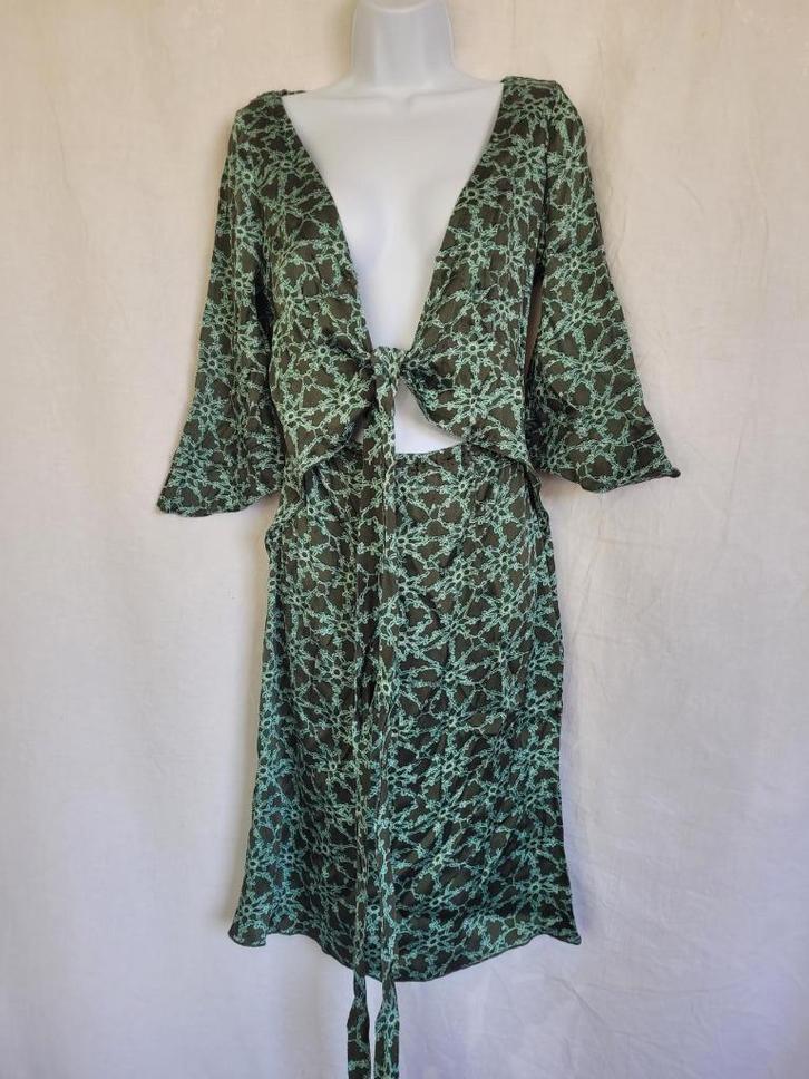 Mooie groene jurk 93% zijden mt 38 merk Schneider, Kleding | Dames, Jurken, Zo goed als nieuw, Maat 38/40 (M), Groen, Onder de knie