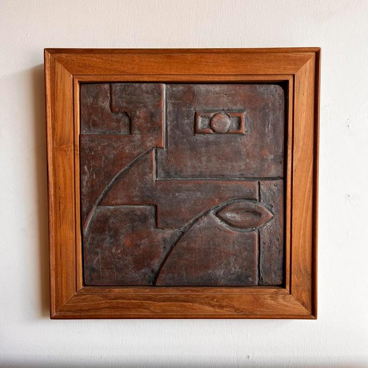 Brutalist kubist, keramiek schikderij vintage, Antiek en Kunst, Kunst | Schilderijen | Abstract, Ophalen