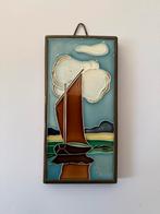 Duitse Cloisonne Tegel Grohn Zeilboot Ingelijst, Antiek en Kunst, Ophalen of Verzenden