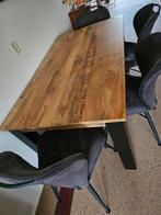 Houten Eettafel met Zwarte Poten, Huis en Inrichting, Tafels | Eettafels, Gebruikt, 100 tot 150 cm, Modern, Industrieel, Ophalen of Verzenden