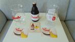 2 Duvel glazen met een flesje Duvel + viltjes, Verzamelen, Ophalen of Verzenden, Zo goed als nieuw, Glas of Glazen, Duvel