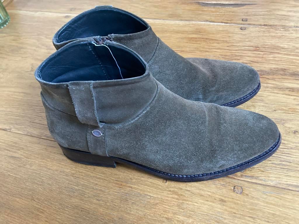 FRED DE LA BRETONIÈRE Kaki Enkellaarsjes - Maat 42, Kleding | Dames, Schoenen, Verzenden, Lage of Enkellaarzen, Zo goed als nieuw