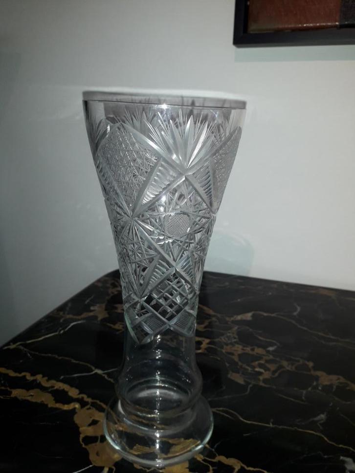 2 ANTIEKE KRISTALLEN FACET GESLEPEN VAZEN in PERFECTE STAAT, Antiek en Kunst, Antiek | Glas en Kristal, Ophalen of Verzenden