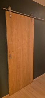 Houten schuifdeur met railsysteem, Ophalen, Binnendeur, Schuifdeur, 200 tot 215 cm