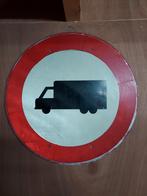 Oud ijzeren groot verkeersbord vrachtwagen verboden, Ophalen, Gebruikt