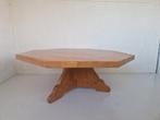 Brutalist vintage wabi sabi eiken tafel octagonaal., Antiek en Kunst, Ophalen