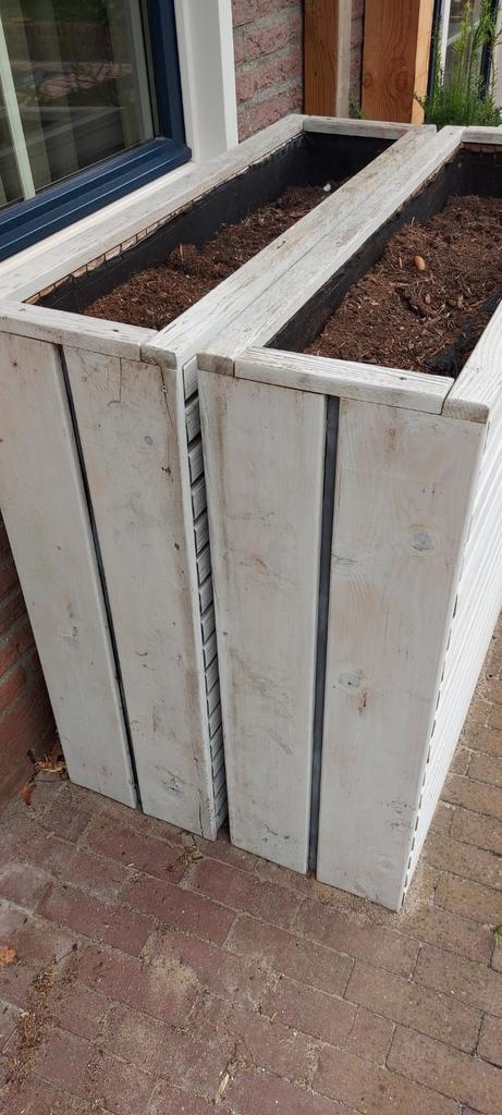 hill hout, Tuin en Terras, Bloembakken en Plantenbakken, Gebruikt, Hout, Tuin, Minder dan 60 cm, Vierkant, Ophalen