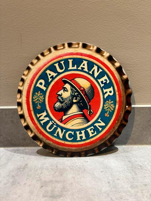 Mancave Bar Café Wanddecoratie metalen bordje Paulaner bier, Verzamelen, Merken en Reclamevoorwerpen, Zo goed als nieuw, Reclamebord