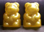 2 oude Kunststof puddingvormen beer beren kleur geel, Ophalen of Verzenden