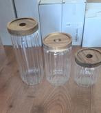 Glazen voorraadpotten met deksel van acaciahout – nieuw, Ophalen of Verzenden, Nieuw