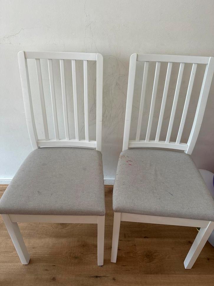 Ikea Ekedalen stoelen - wasbare hoezen, Huis en Inrichting, Stoelen, Gebruikt, Twee, Hout, Wit, Ophalen of Verzenden