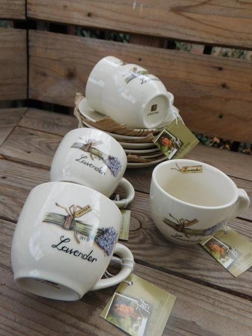 * Set van 6 kop + 6 schotels / Jet ter Steege / Lavender, Huis en Inrichting, Keuken | Servies, Nieuw, Kop(pen) en/of Schotel(s)