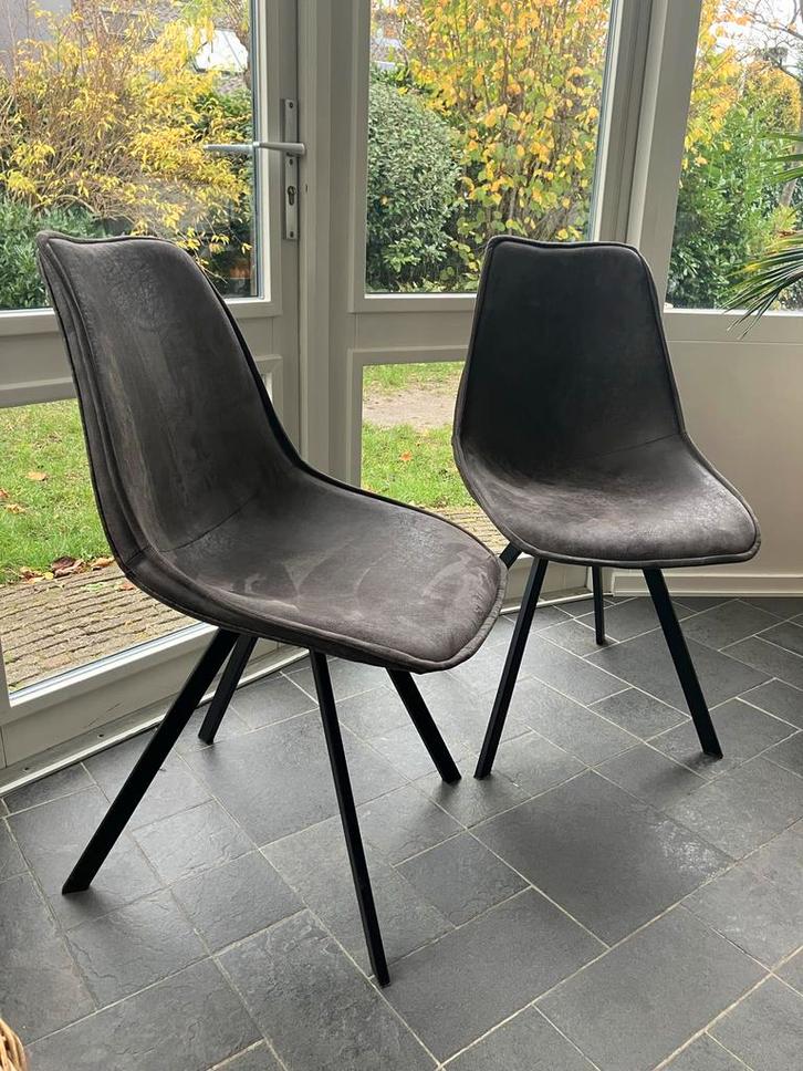 Eetkamer stoelen - Lederen Designer Stoelen - Set van 2!, Antiek en Kunst, Antiek | Meubels | Stoelen en Banken, Ophalen of Verzenden