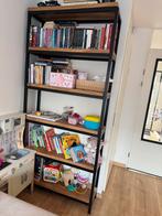 Boekenkast van metaal en suat hout, Huis en Inrichting, Ophalen, 200 cm of meer, Zo goed als nieuw, Metaal