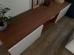 Modern Tv-Meubel - Notenhout met witlak kleppen - Goossens, Ophalen, 150 tot 200 cm, Zo goed als nieuw, Minder dan 100 cm